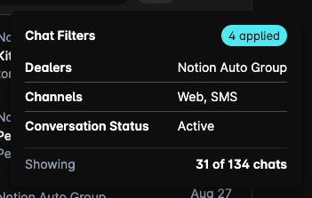 Applied filter summary popover