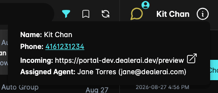 The customer details popover