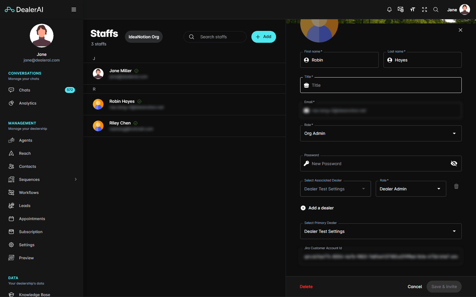 Edit a staff member