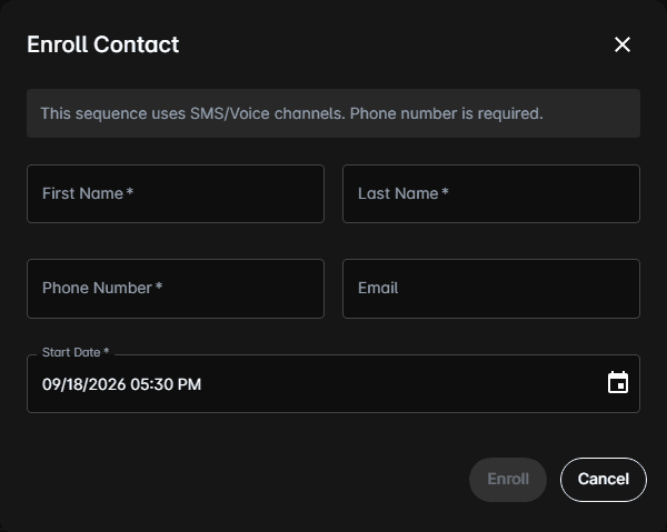 The Enroll Contact dialog