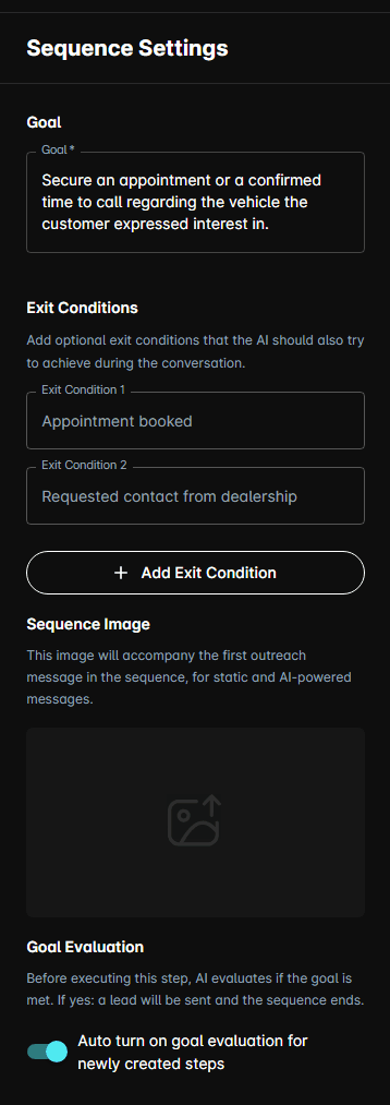 The Sequence Settings panel