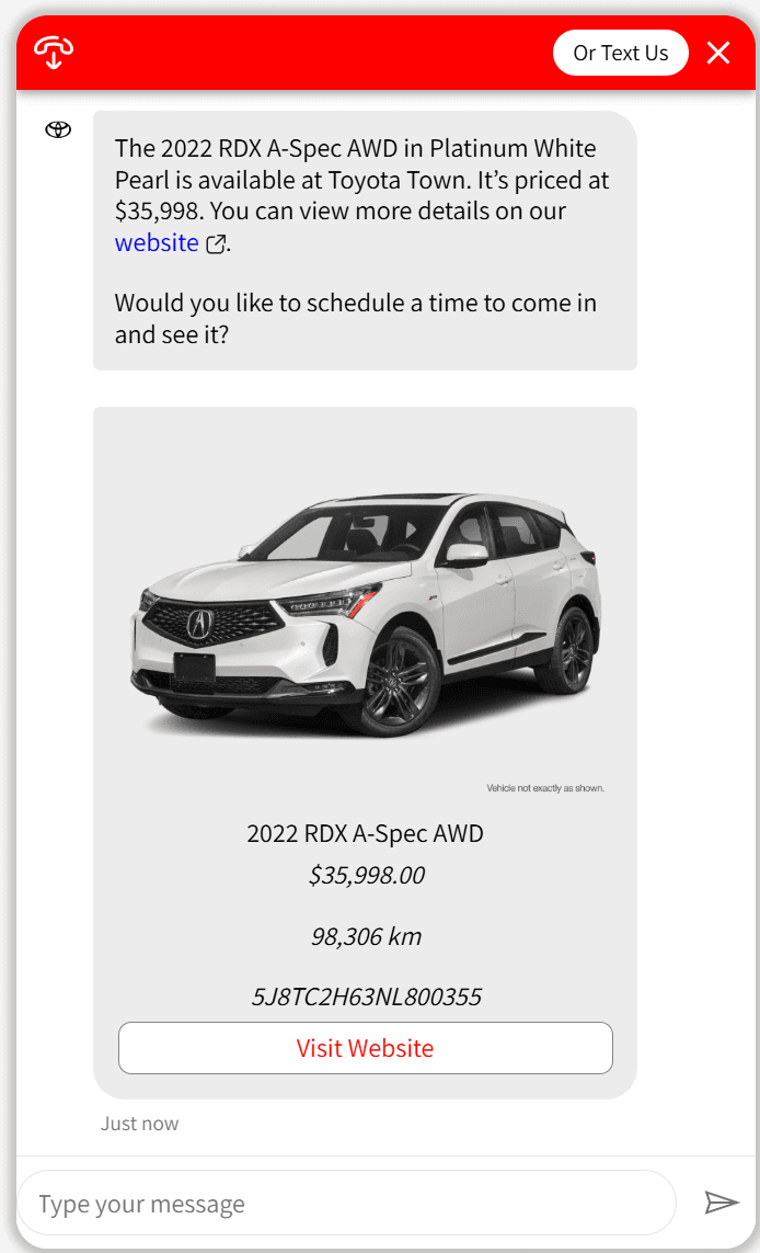 DealerAI webchat opened conversation