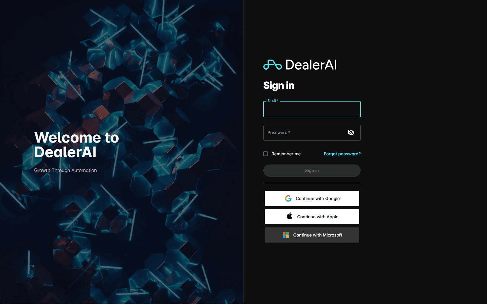 DealerAI sign in page