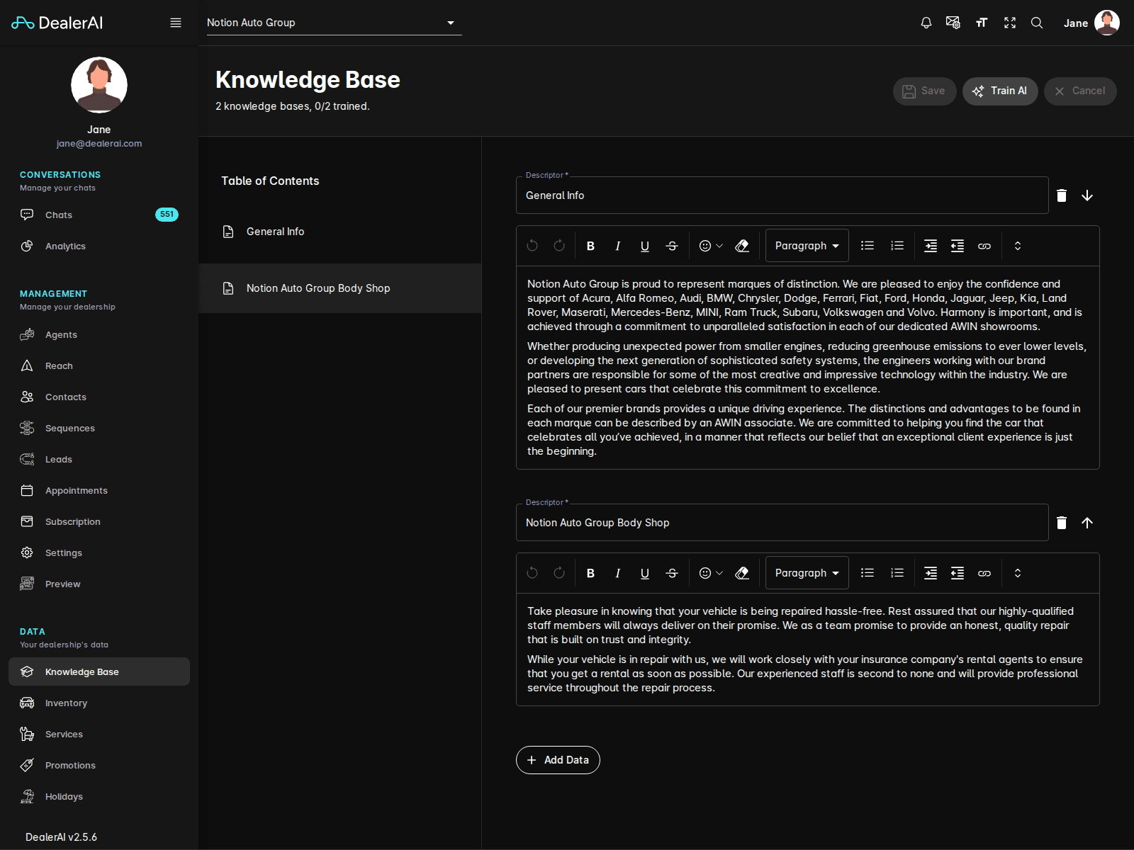 Knowledge Base editor